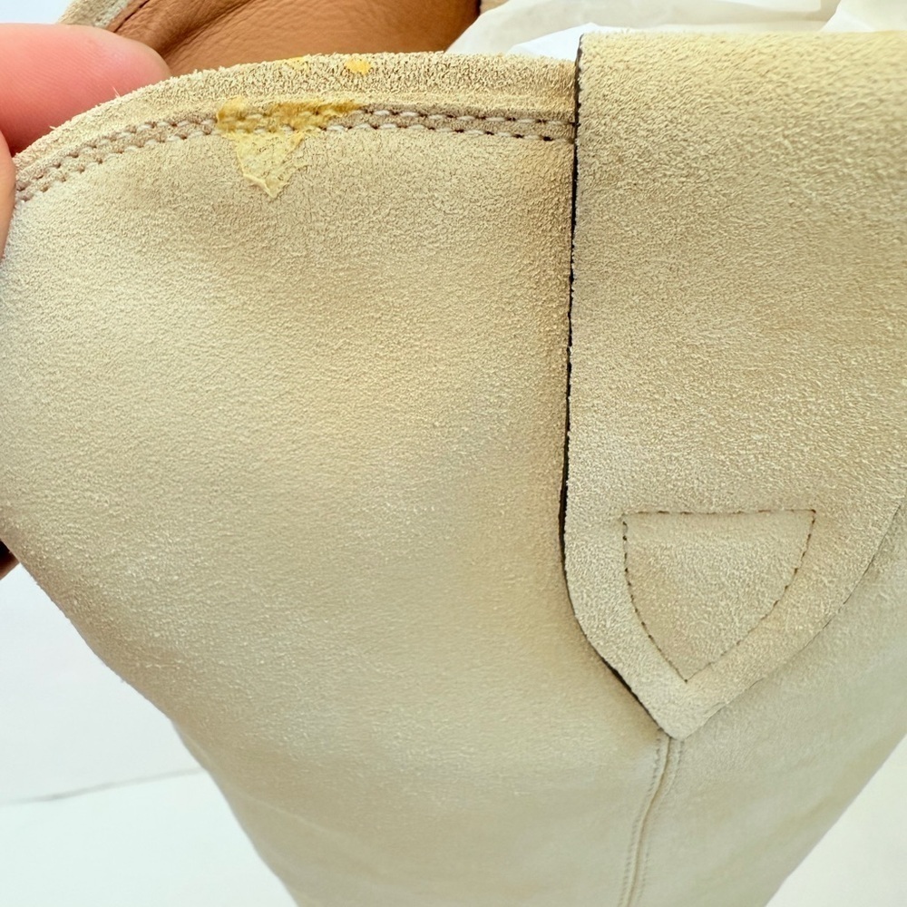 Isabel Marant Ecru/ Cream Suede Leather Lomero Cowboy Knee high boots EU 38 - Picture 7 of 13